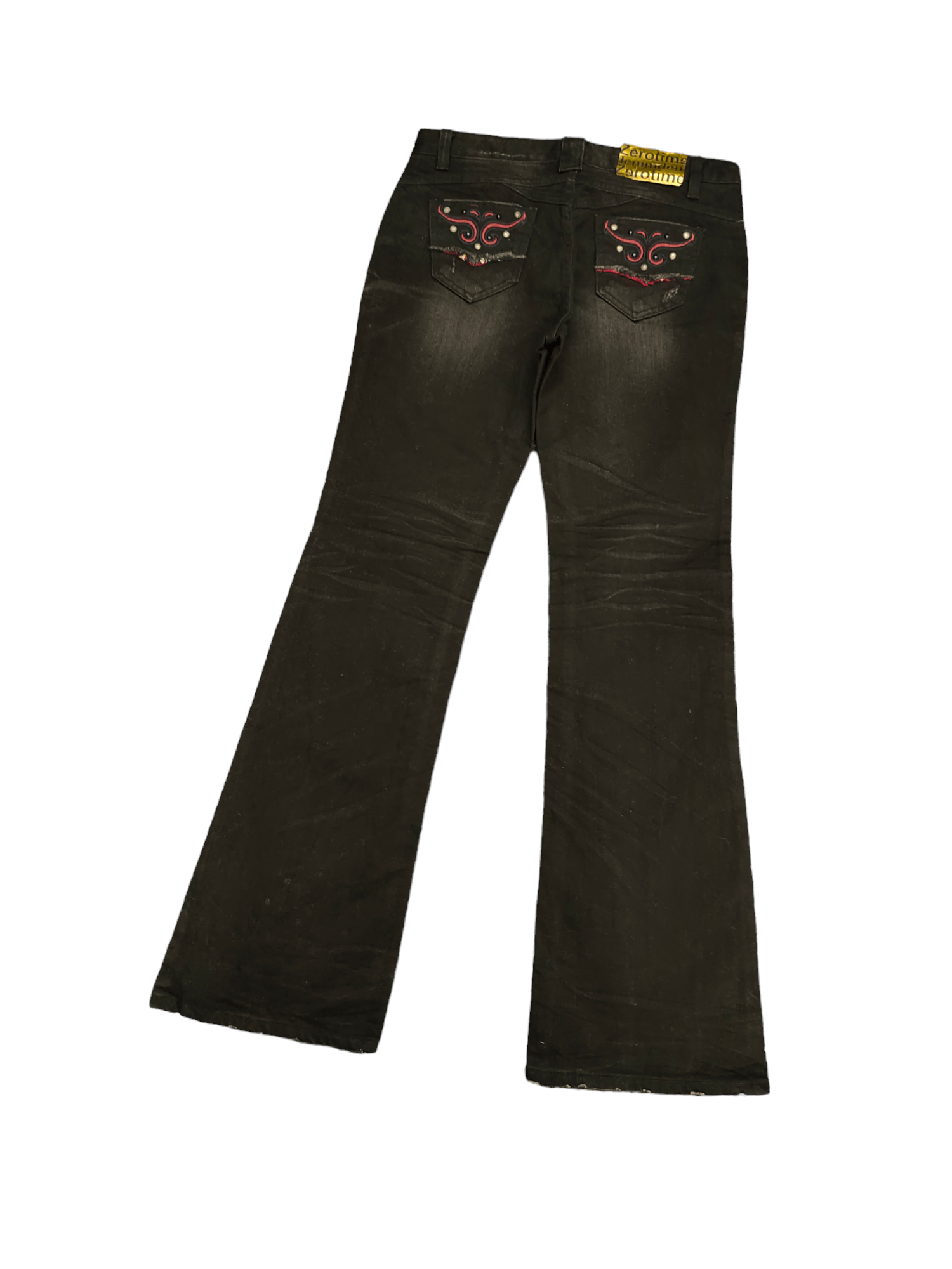 If Six Was Nine Flare Jeans Zero Time Clawmark Denim Bootcut Low Rise Y2k Size US 29 - 1 Thumbnail