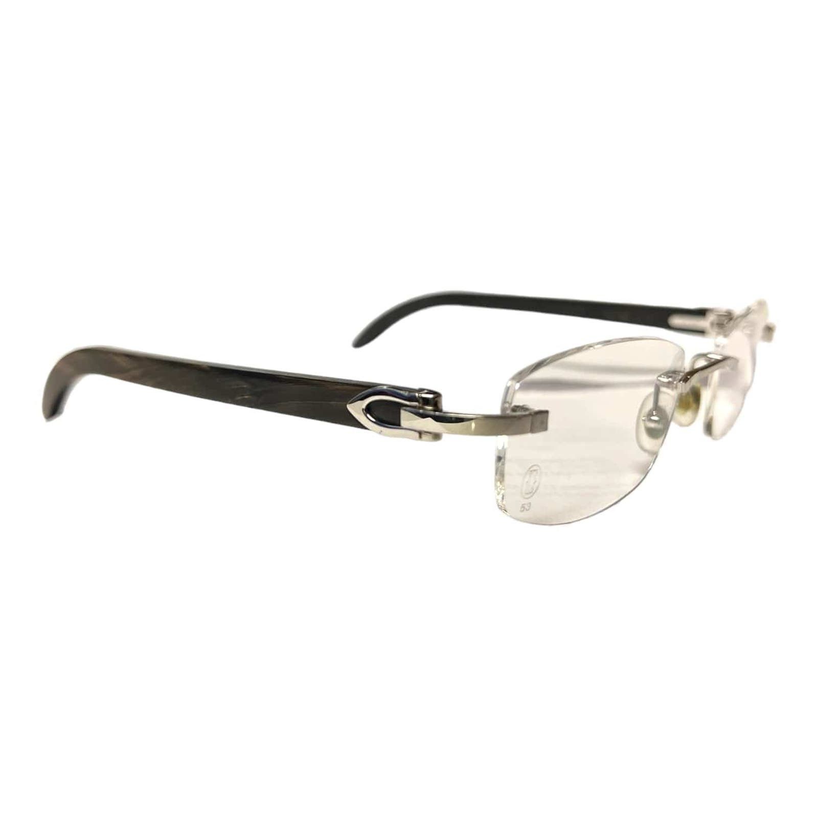 image of Cartier C Decor Buffalo Horn Glasses Silver Brown Pre-Owned, Men's