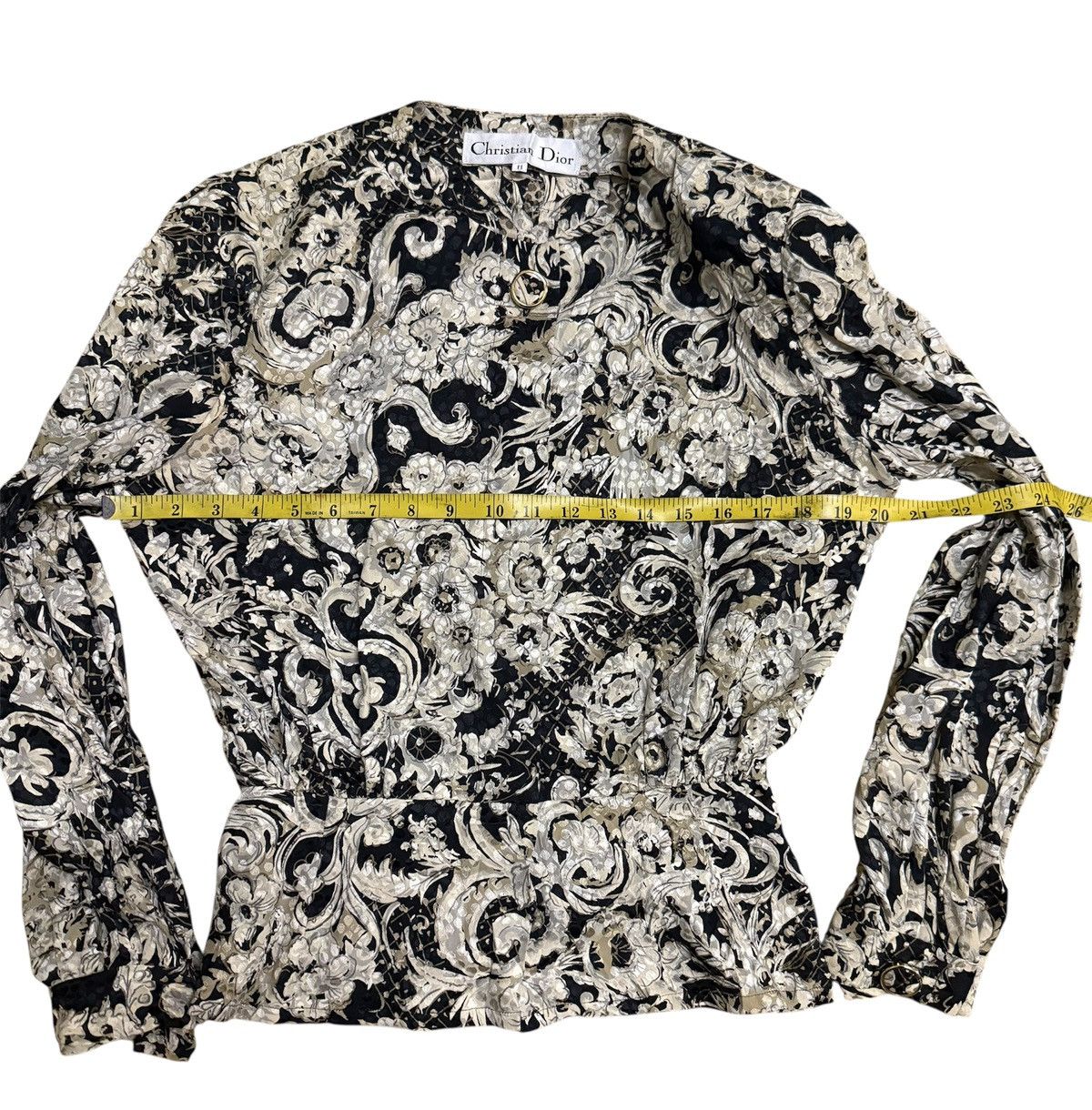 Christian Dior Monsieur Christian Dior black and white floral blouse Vintage Size M / US 6-8 / IT 42-44 - 6 Thumbnail