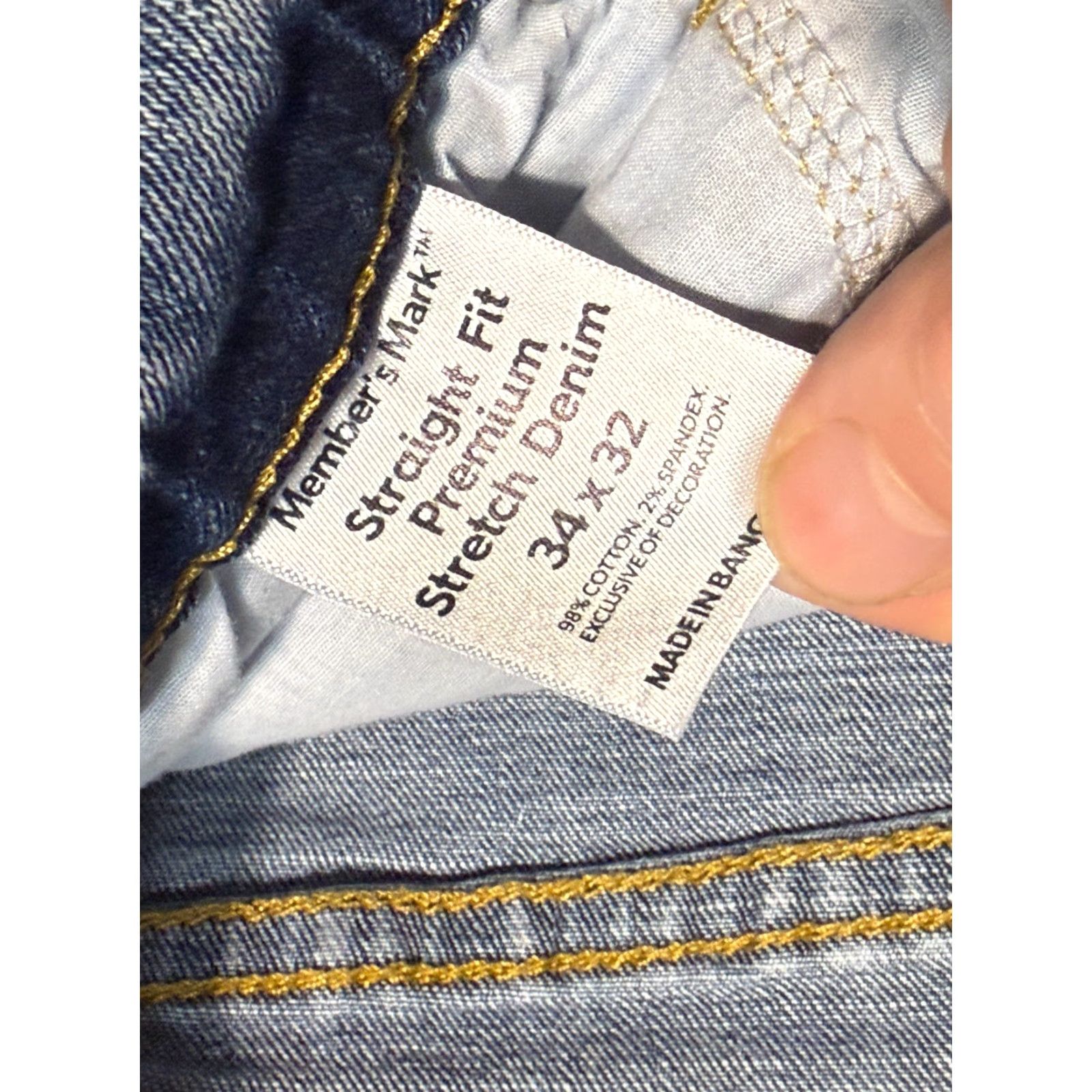 Denime Member's Mark Jeans Mens Size 34x32 Blue Straight Fit Premium Stretch Denim Jeans Size US 34 / EU 50 - 5 Thumbnail