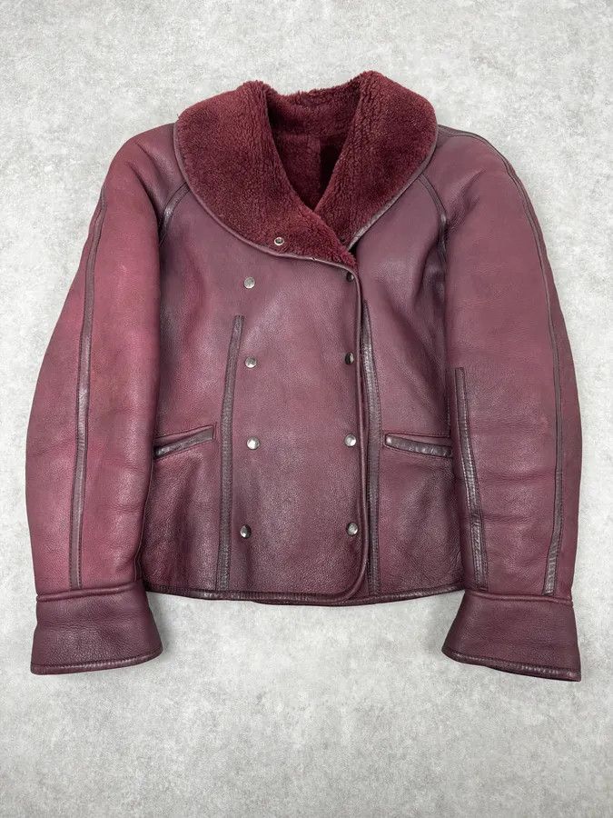 Kenzo 1990s Kenzo Bordeaux Shearling Leather Jacket Size US S / EU 44-46 / 1 - 1 Thumbnail
