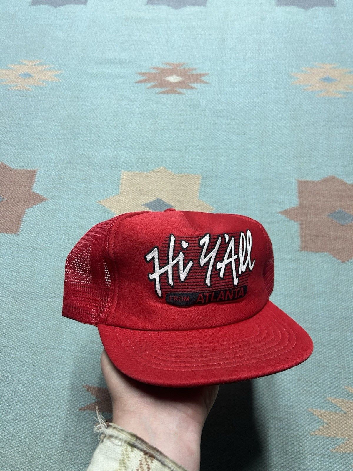 Vintage Vtg 80s trucker hat Hi Y’all from Atlanta Georgia USA made Size ONE SIZE - 1 Thumbnail