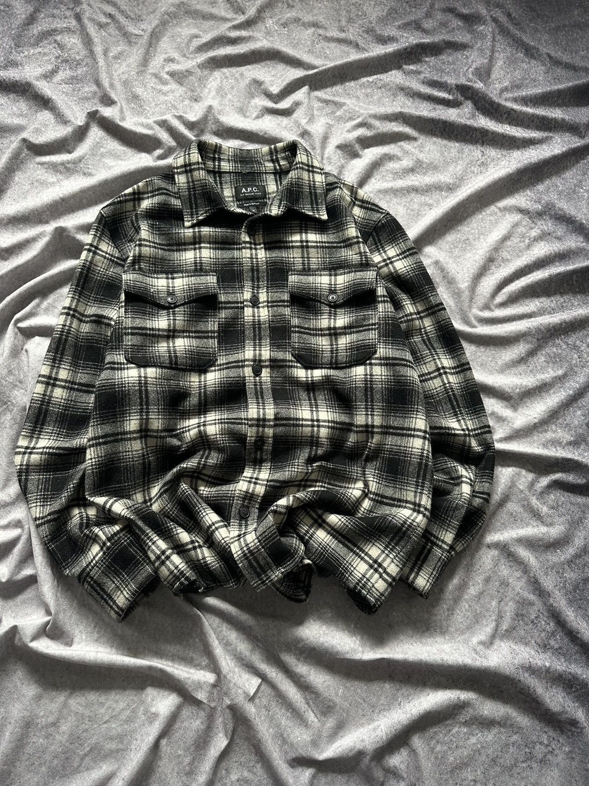 A.P.C. A.P.C. Rue Madam Paris Button-Up Flannel Black & White Size US M / EU 48-50 / 2 - 2 Thumbnail