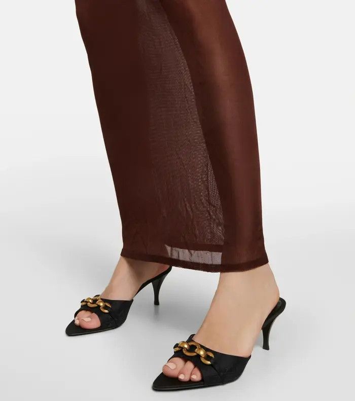Saint Laurent Paris o1la1rc1a0925 Le Maillon Mules Jacquard Heels in Black Size US 9 / IT 39 - 6 Thumbnail