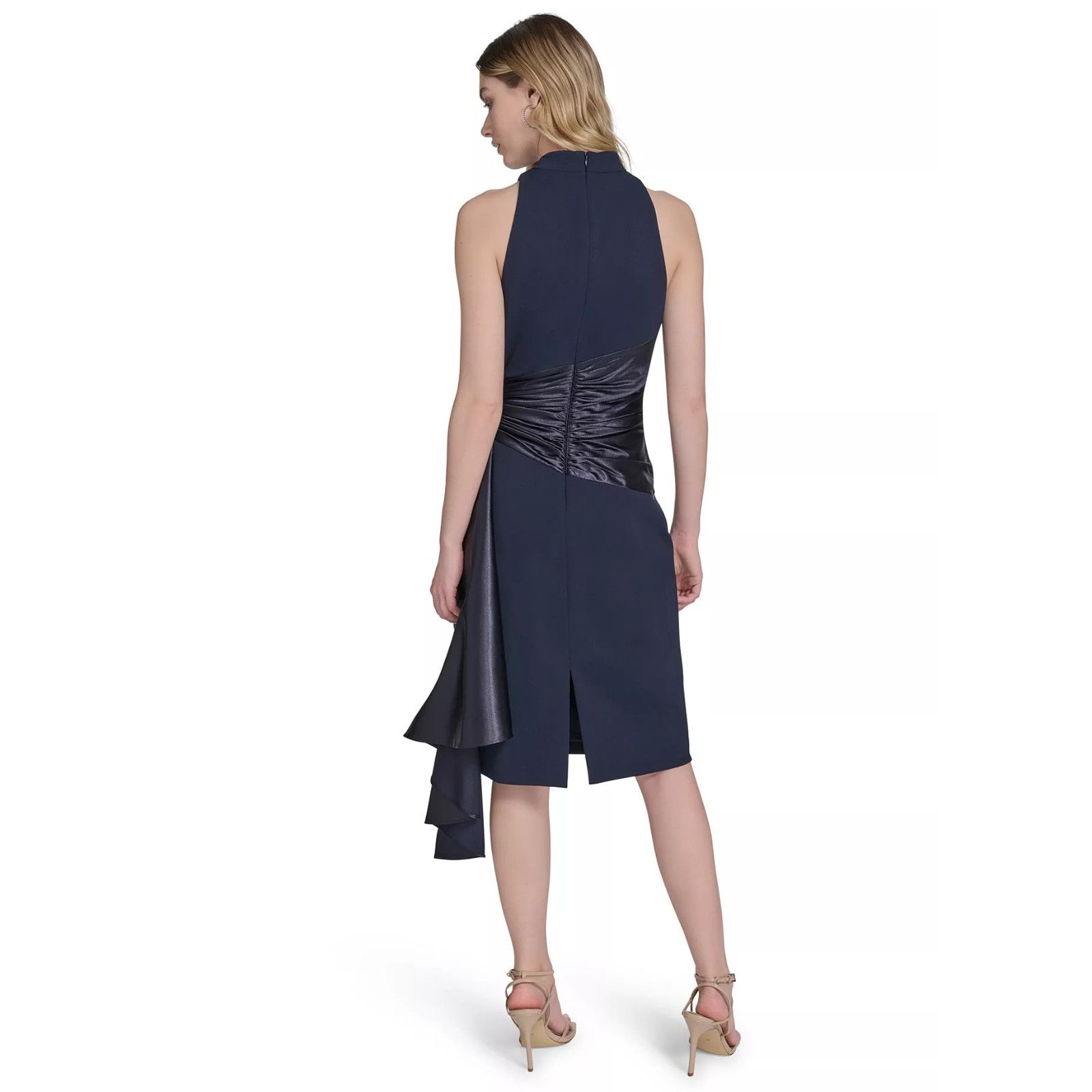 Other Eliza J Women's Waist-Wrap Scuba Sleeveless MIDI - Navy-8 Size M / US 6-8 / IT 42-44 - 4 Thumbnail