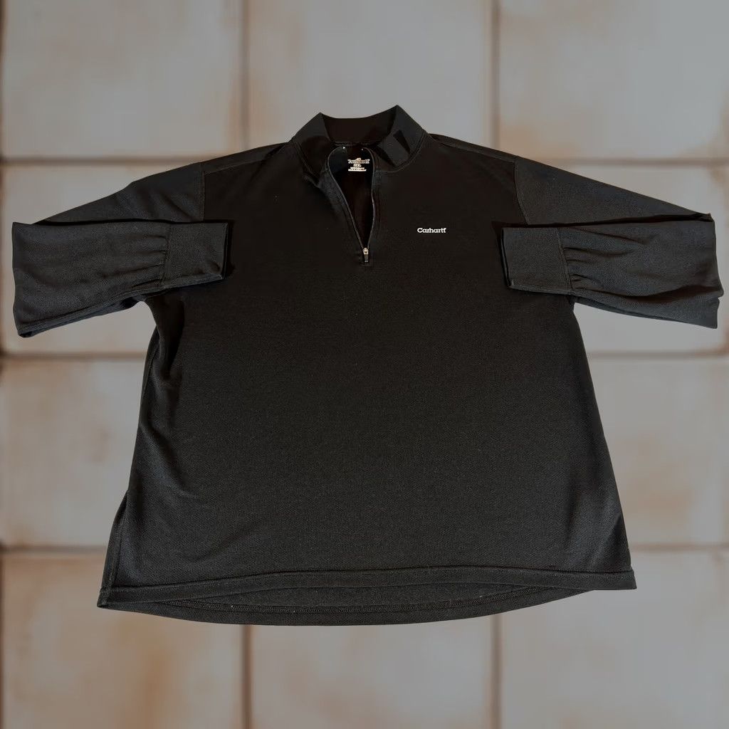 Carhartt VINTAGE Carhartt Pullover Mens 2XL 1/4 Zip Midweight Thermal Shirt Work Dry Workwear XXL Black Long Sleeve Mock Neck 100% Polyester Mens Size US XXL / EU 58 / 5 - 1 Thumbnail