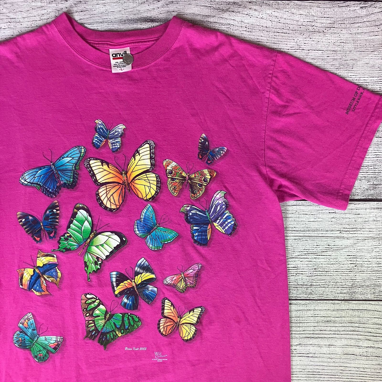 Anvil × Vintage Vintage 2003 Butterflies Double Sided Nature T-shirt Size US L / EU 52-54 / 3 - 1 Thumbnail
