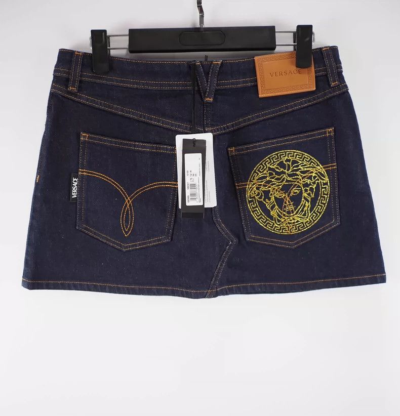 Versace Versace Blue Medusa Denim Mini Skirt-dmc Size US 31 - 1 Thumbnail