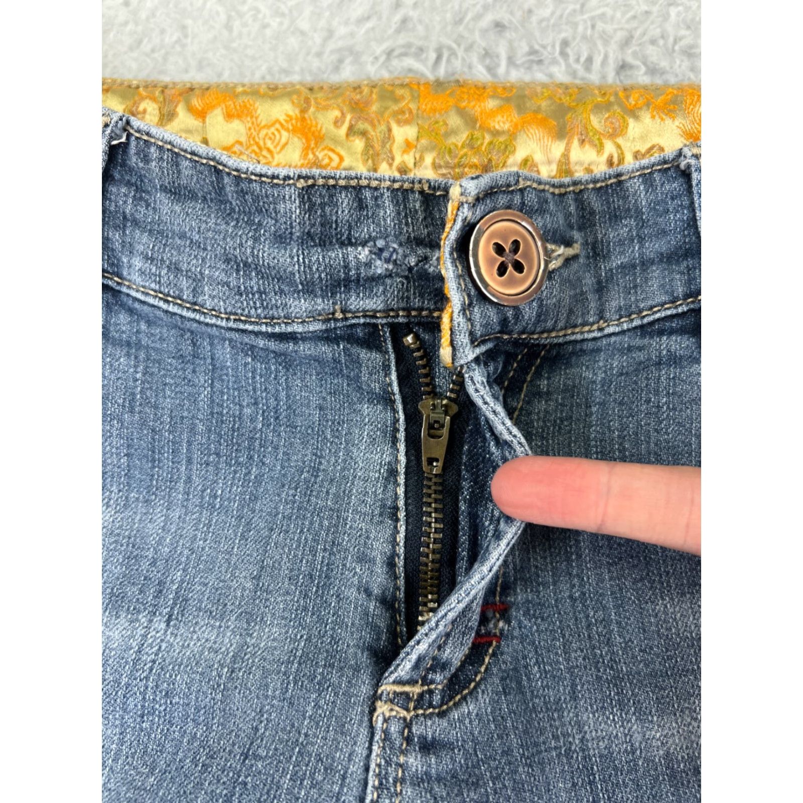 Denime Womens Jeans Denim Blue 27x31 27 Flared Low Rise Medium Wash Embroidered Pants Size 27" / US 4 / IT 40 - 7 Thumbnail
