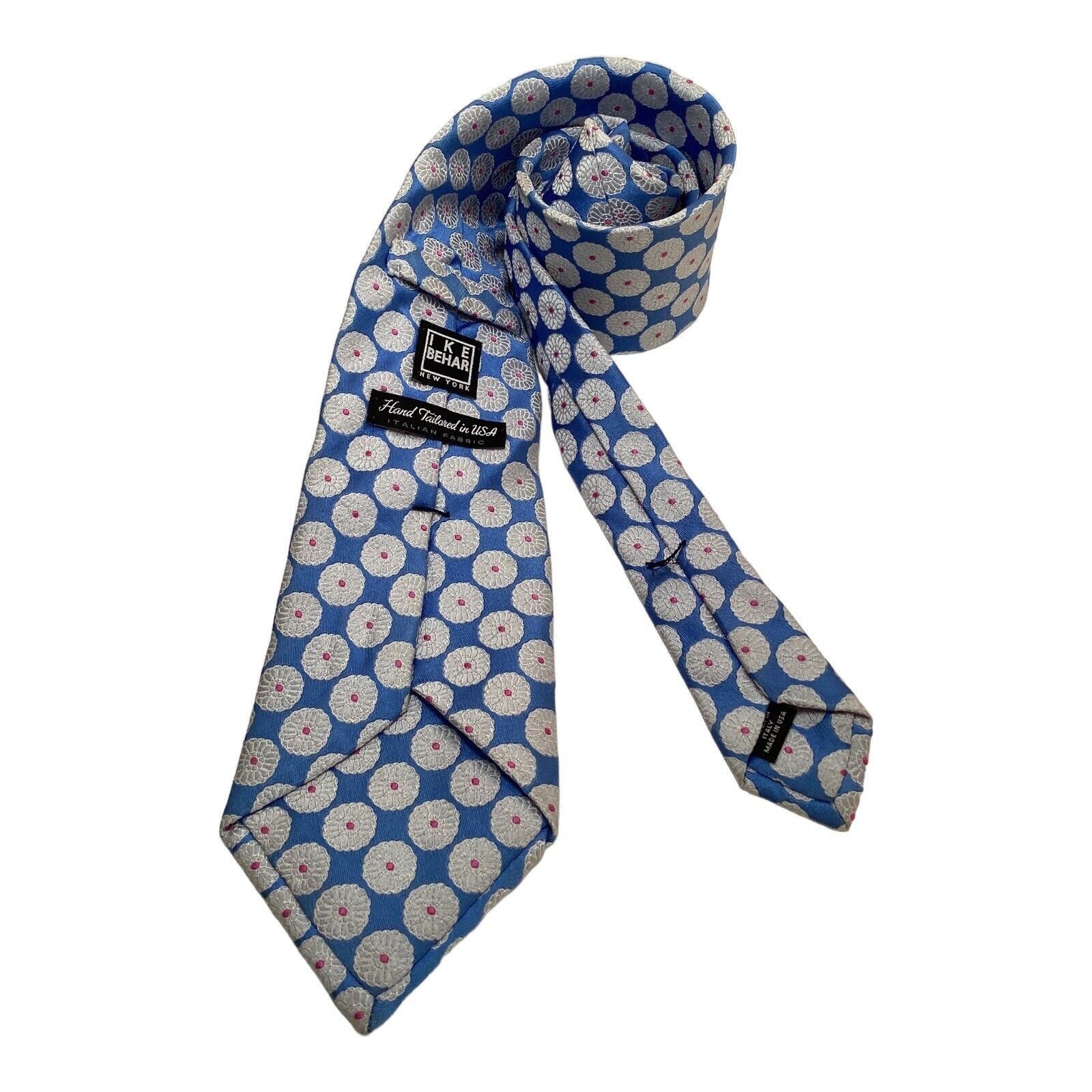 Ike Behar IKE BEHAR Blue Geometric Luxury Silk Tie Made In USA W: 3.75 Size ONE SIZE - 2 Thumbnail
