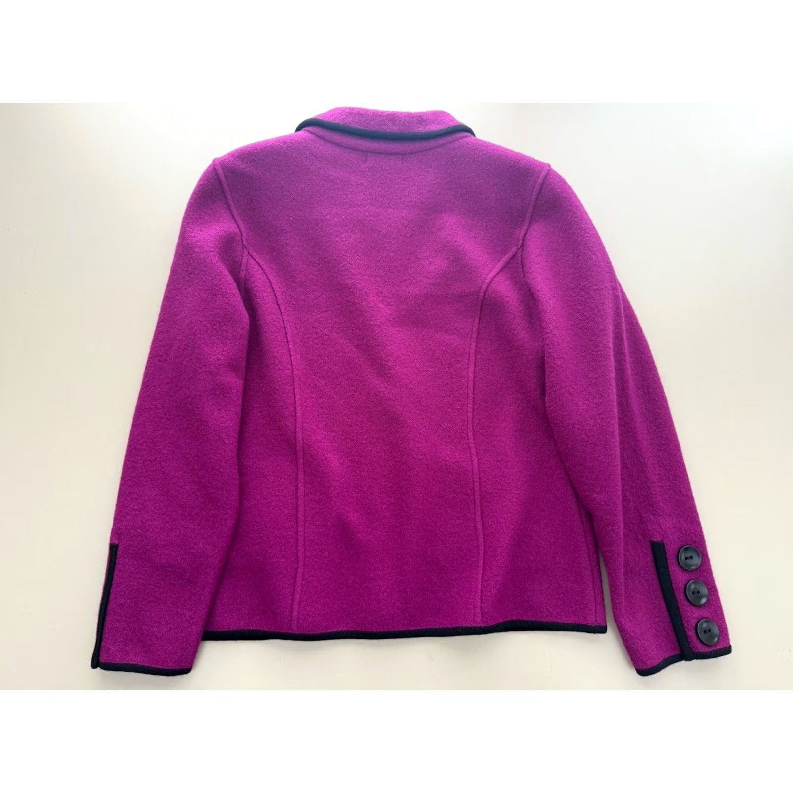 Laura Ashley VINTAGE Laura Ashley Wool Jacket Fuchsia W/Black Trim Women’s PM 90's Y2K Size M / US 6-8 / IT 42-44 - 2 Thumbnail