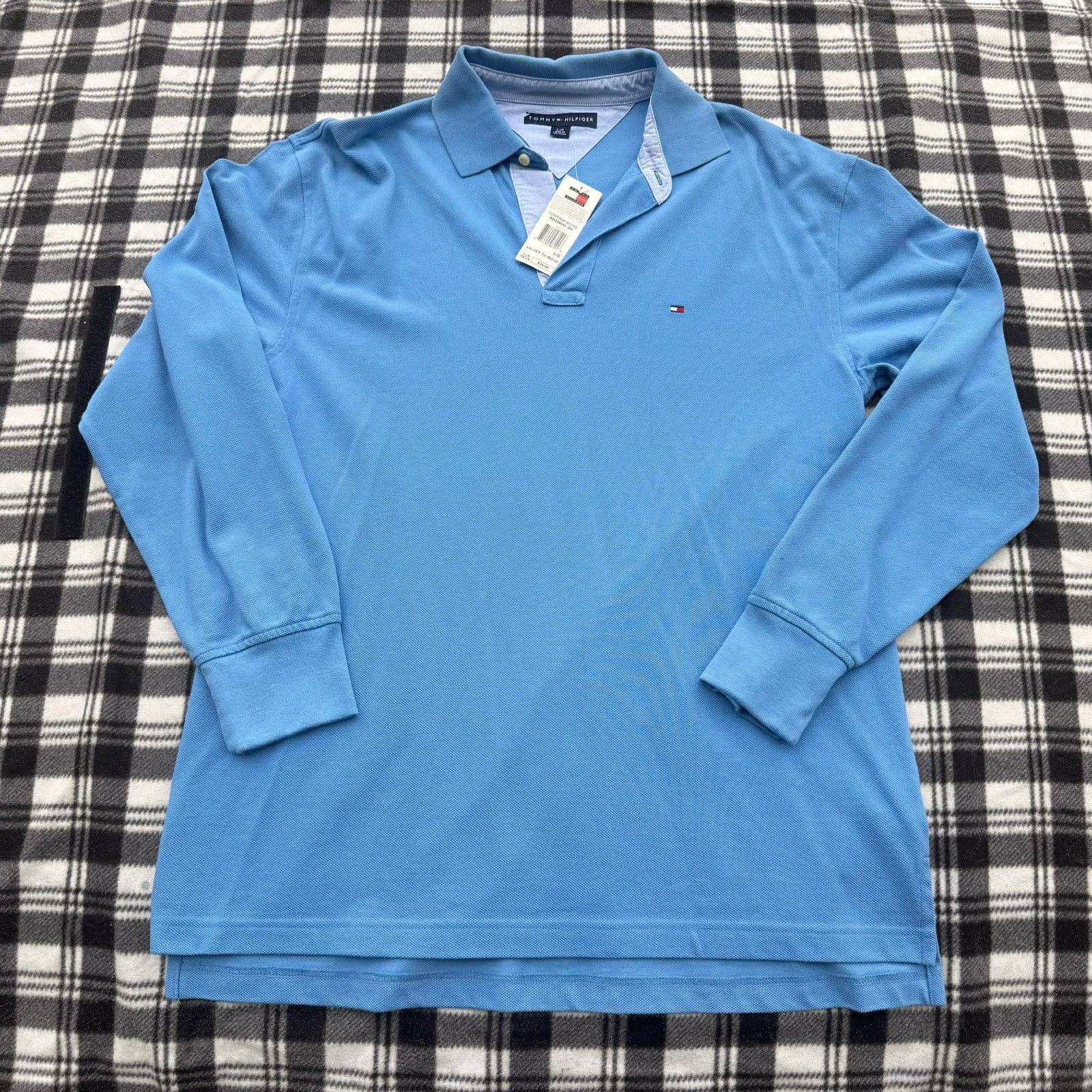 Tommy Hilfiger NWT Tommy Hilfiger Long Sleeve Polo Shirt Light Blue Size US L / EU 52-54 / 3 - 3 Thumbnail