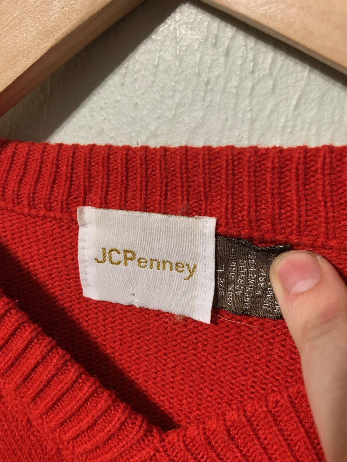 Vintage Vintage 1989s Red Knit Sweater Size US L / EU 52-54 / 3 - 1 Thumbnail