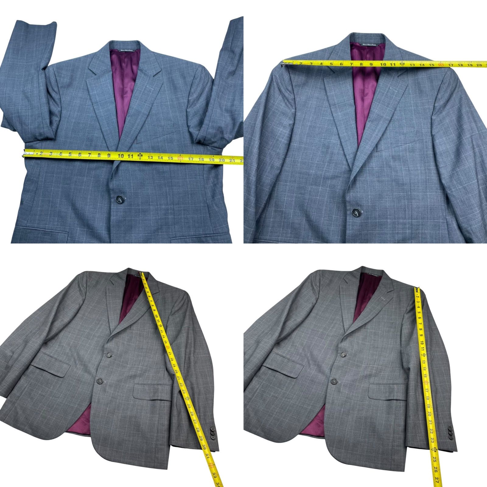 Jack Victor Jack Victor Napoli Men's Blazer 40S Wool Gray Plaid 2-Button Size 40R - 8 Thumbnail