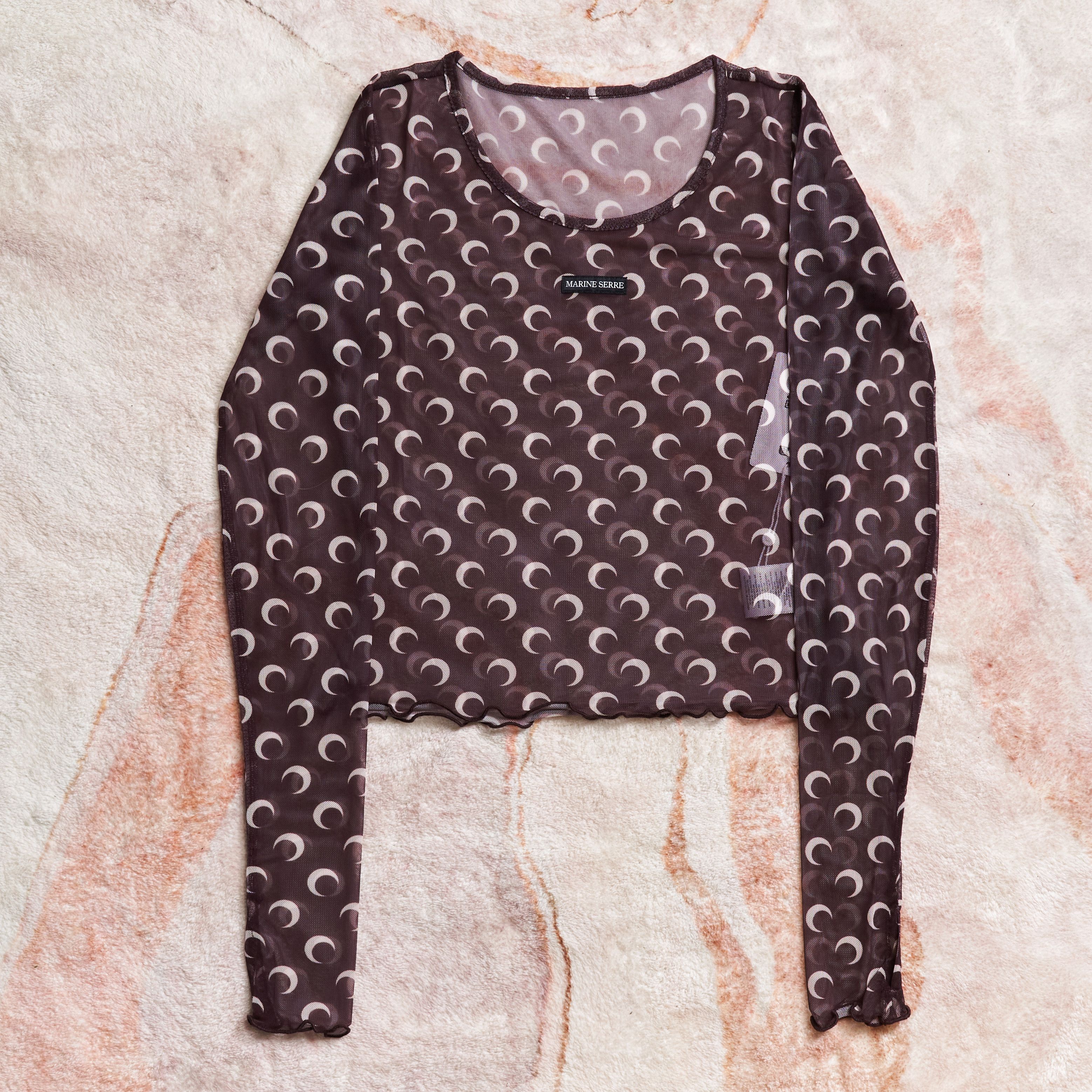 Marine Serre MARINE SERRE Mesh Monogrammed Crewneck Cropped Top Size M / US 6-8 / IT 42-44 - 1 Thumbnail