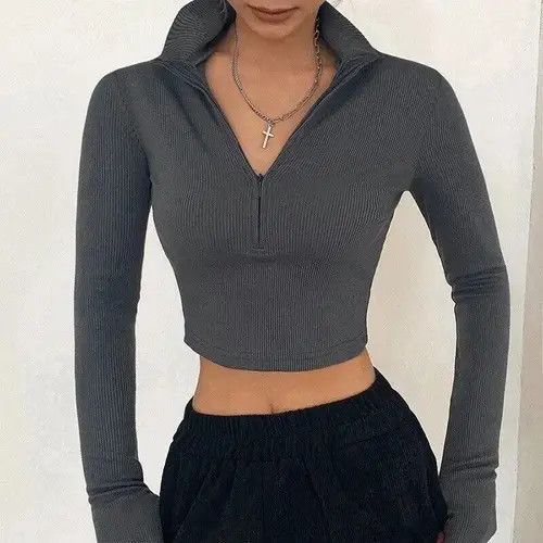 Japanese Brand solid color casual T-shirt women long sleeves Size ONE SIZE - 7 Thumbnail