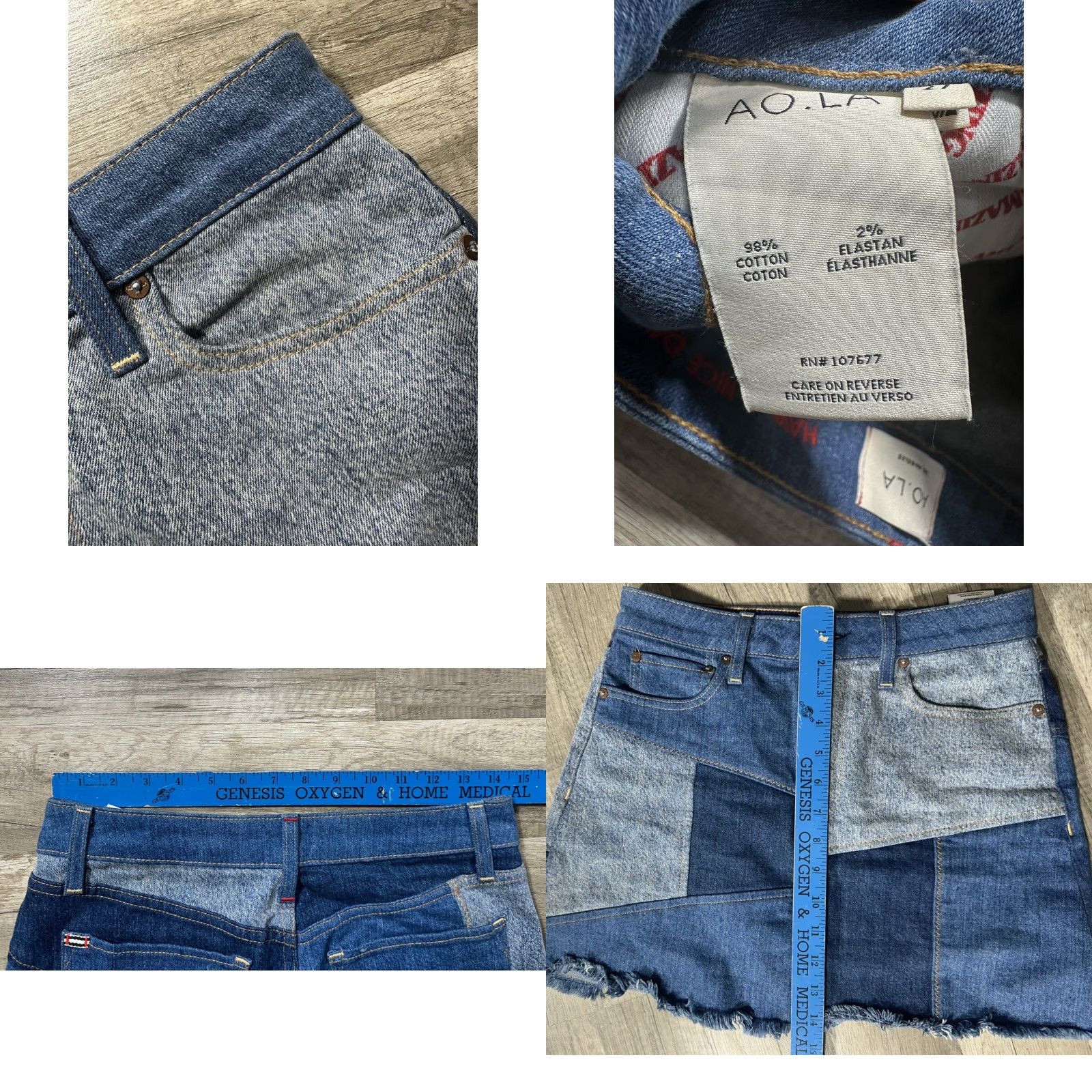 Alice + Olivia AO. LA Alice + Olivia Denim Patchwork Mini Skirt Size 27 Size 27" / US 4 / IT 40 - 8 Thumbnail