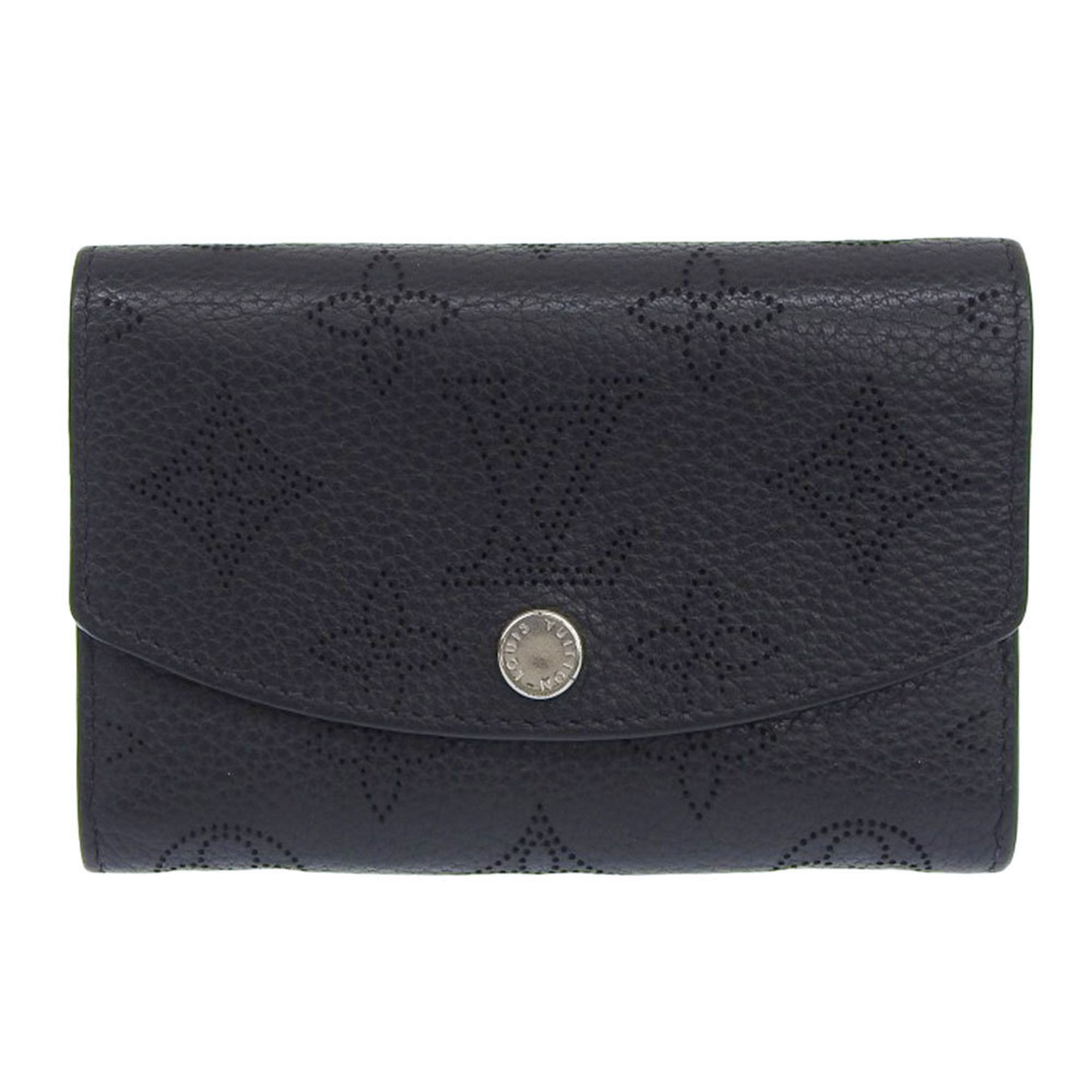 Louis Vuitton Monogram Mahina Porto Monnaie Anae M64049 Coin Case Noir Purse Punching in Black, Women's