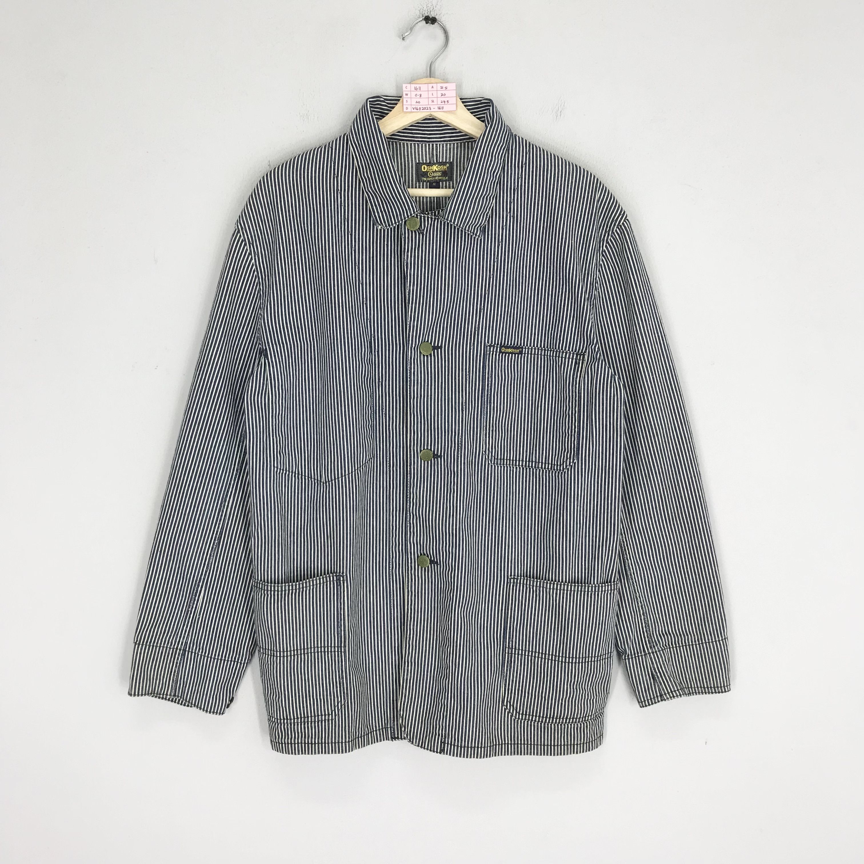 image of Vintage Oshkosh American Denim Jacket Workwear Hickory in Stripes, Men's (Size Medium)