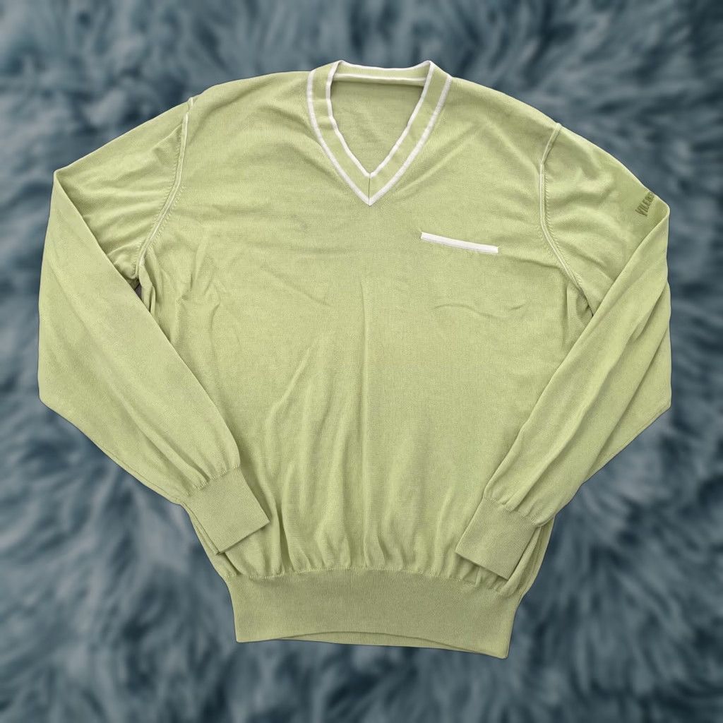 Vilebrequin VILEBREQUIN Sweater Men Large Green V-Neck Pullover Cotton Long Sleeve Casual Outdoor 90s Logo Size US L / EU 52-54 / 3 - 1 Thumbnail