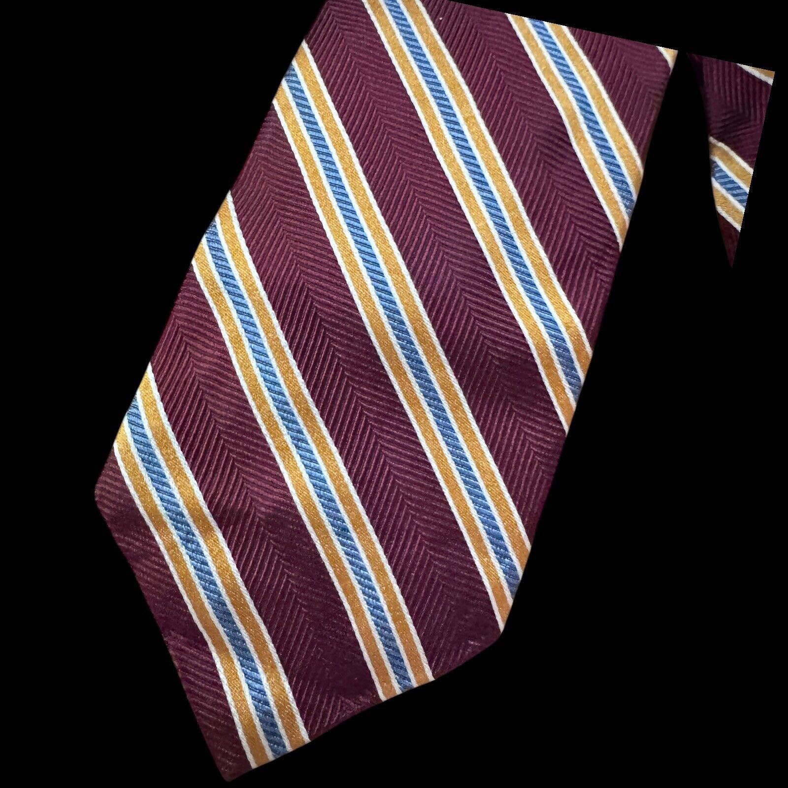 Jos. A. Bank Jos. A. Bank Maroon Gold & Blue Striped Silk Tie Necktie Size ONE SIZE - 1 Thumbnail