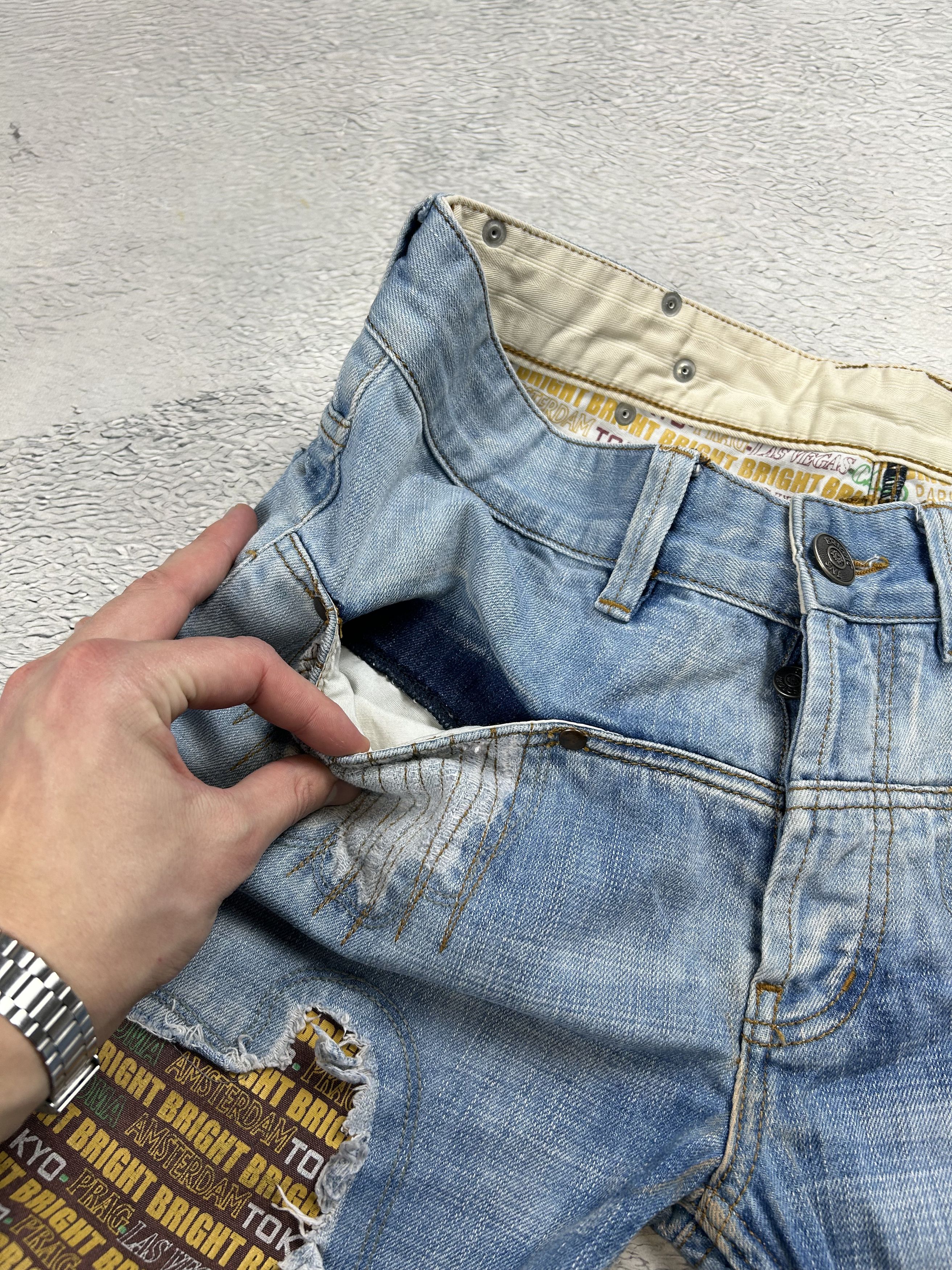 Japanese Brand Distressed Denim Jeans Patchwork Straight Leg Ripped Size US 34 / EU 50 - 8 Thumbnail