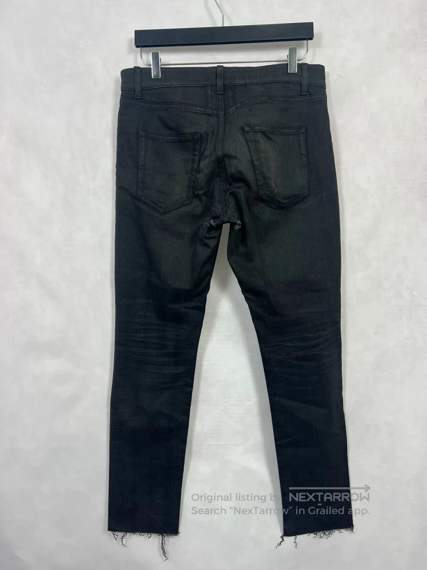 Saint Laurent Paris Saint Laurent Black Fringed Denim Pants. Size US 31 - 2 Thumbnail