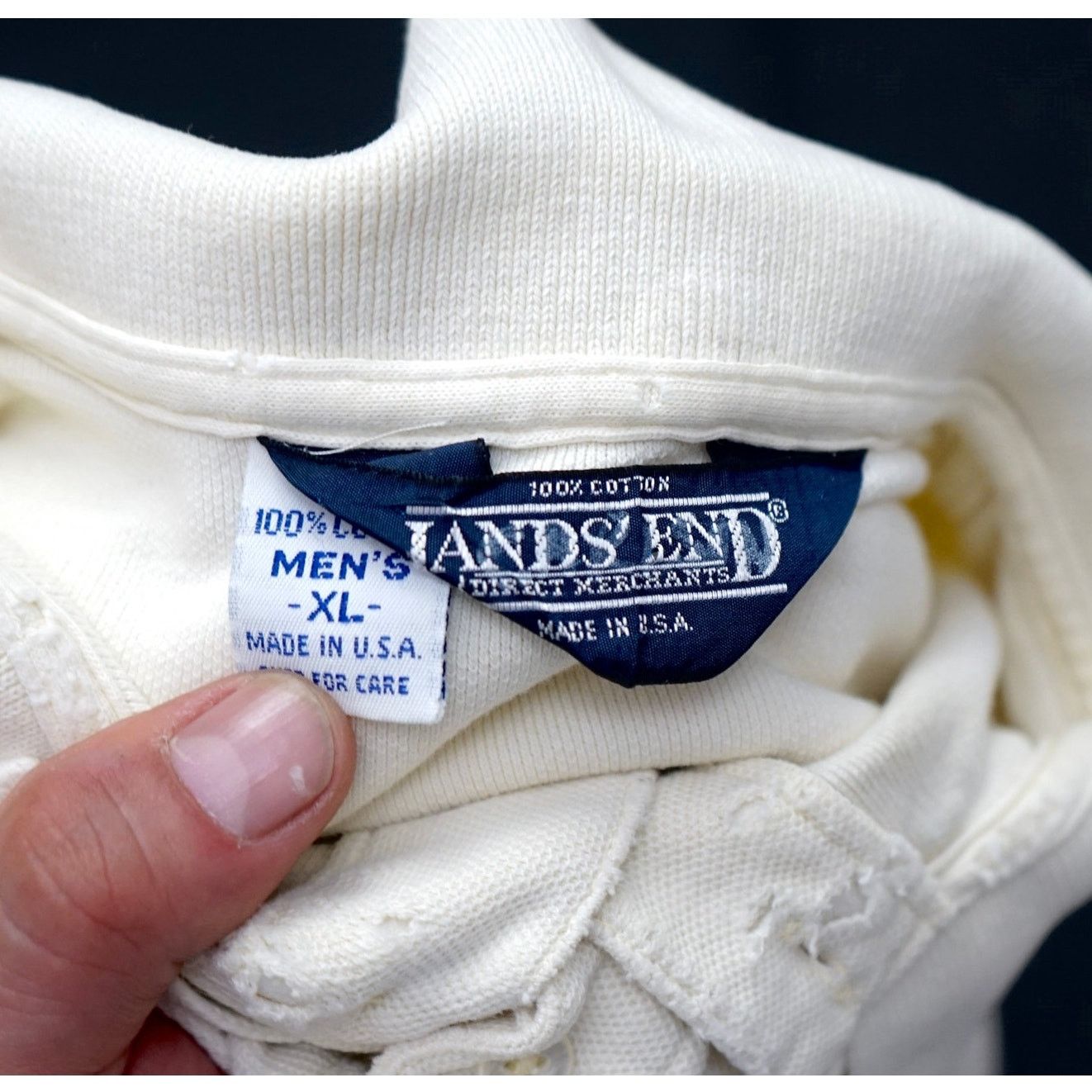 Lands' End × Vintage Vintage 90s Lands' End White Polo Shirt Men's XL Size US XL / EU 56 / 4 - 4 Thumbnail