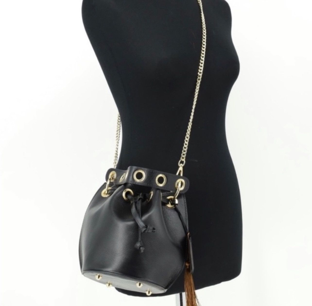 House of Harlow NWT House of Harlow Rare Black Leather Bucket Crossbody Bag Size ONE SIZE - 1 Thumbnail