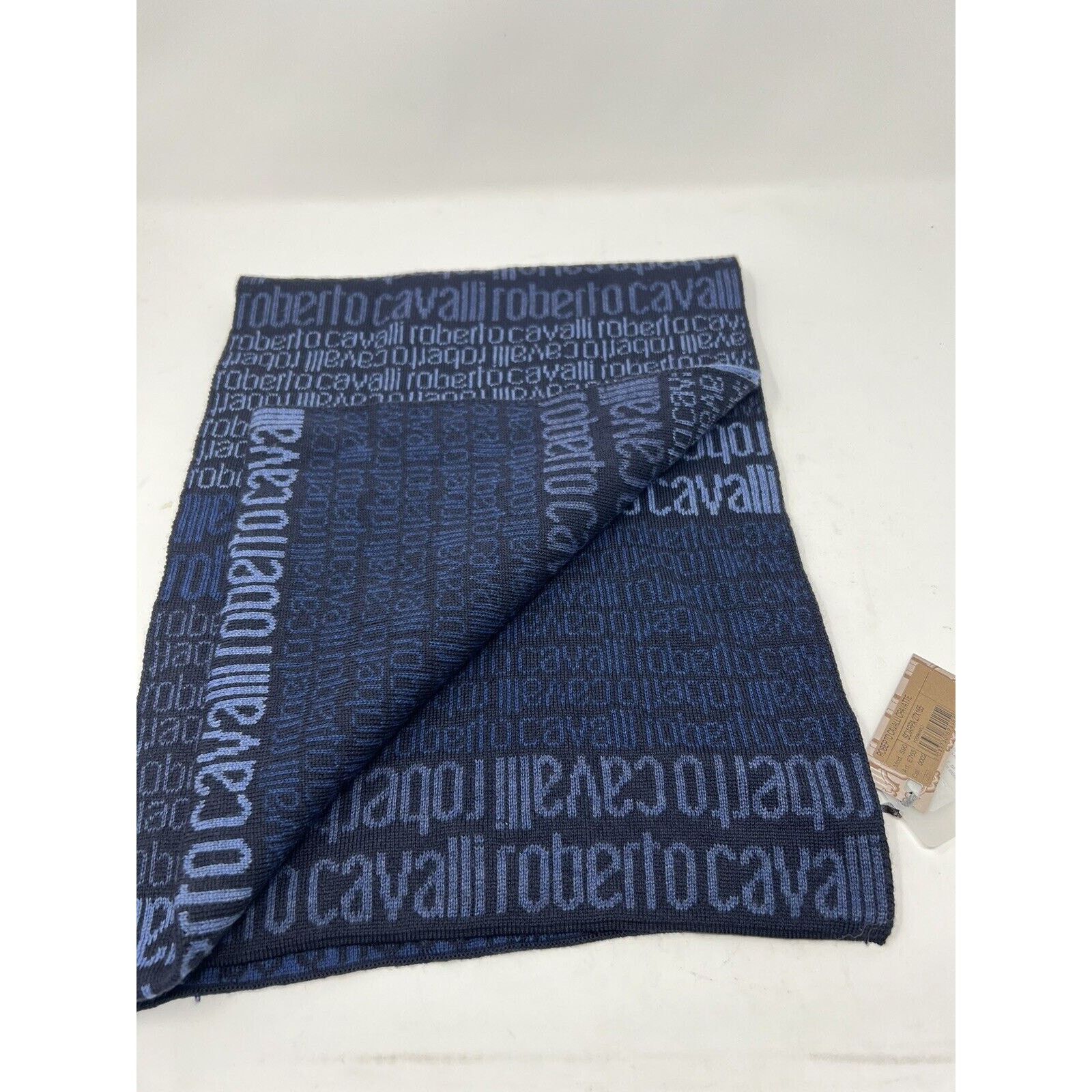 Roberto Cavalli Roberto Cavalli Cravatte S90 Blue Scarf Logomania Spellout Size ONE SIZE - 2 Thumbnail