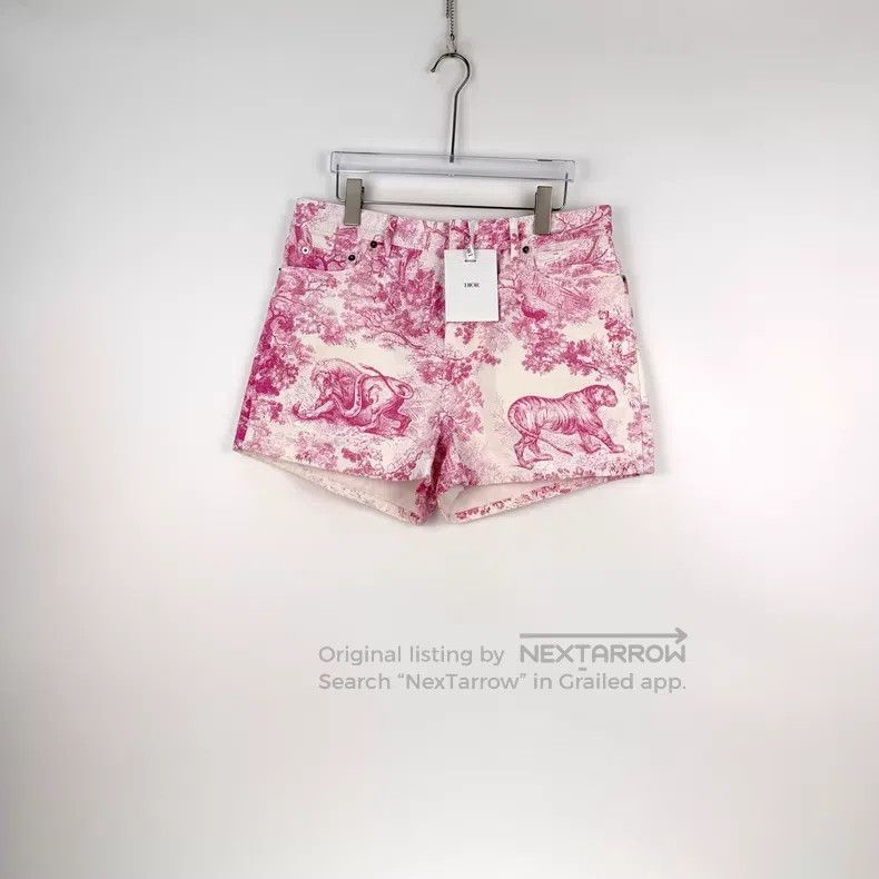 Dior Dior White and pink jungle animal denim cotton shorts Size 25" / US 0 / IT 36 - 3 Thumbnail