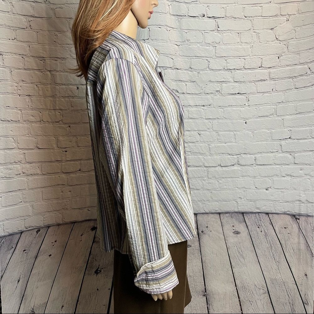Other Marina Rinaldi Sport Striped Stretch Button Down Blouse Shi Size XL / US 12-14 / IT 48-50 - 3 Thumbnail