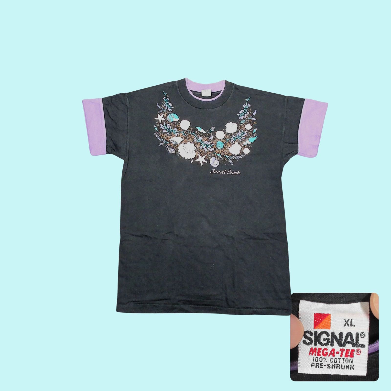 Vintage Signal VTG 90s Single Stitch Sunset Beach Oversized Tee XL Size XL / US 12-14 / IT 48-50 - 1 Thumbnail