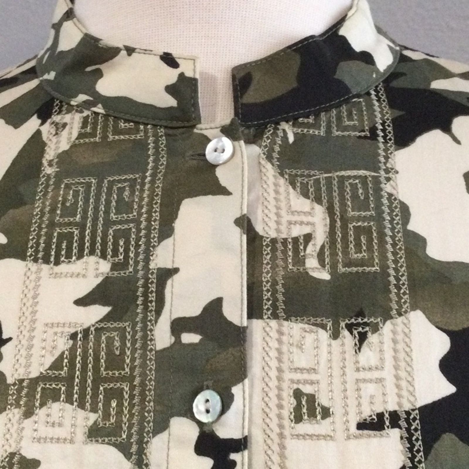 Chicos Chico's Camouflage Embroidered L/S Button Front Shirt 2/L/12 Size L / US 10 / IT 46 - 4 Thumbnail