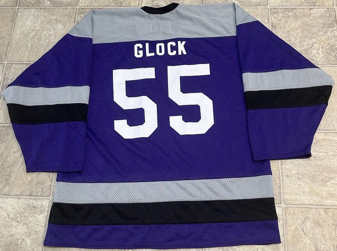 image of Designer Vintage Glock Hockey Jersey Bakka Mens Purple Grey (Size Large)