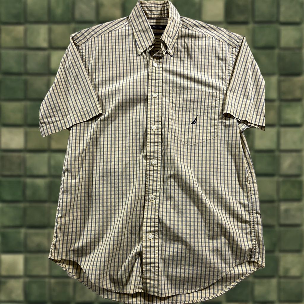 Nautica Nautica Shirt Men S Short Sleeve Button-Up Yellow Blue Two-Ply Cotton Shirts Mens Short Sleeve Button Up Yellow Blue S Size US S / EU 44-46 / 1 - 1 Thumbnail