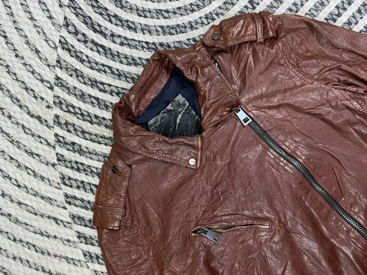 Japanese Brand Vtg Style Distressed Brown Biker Style Belted Leather Jacket Size US S / EU 44-46 / 1 - 7 Thumbnail