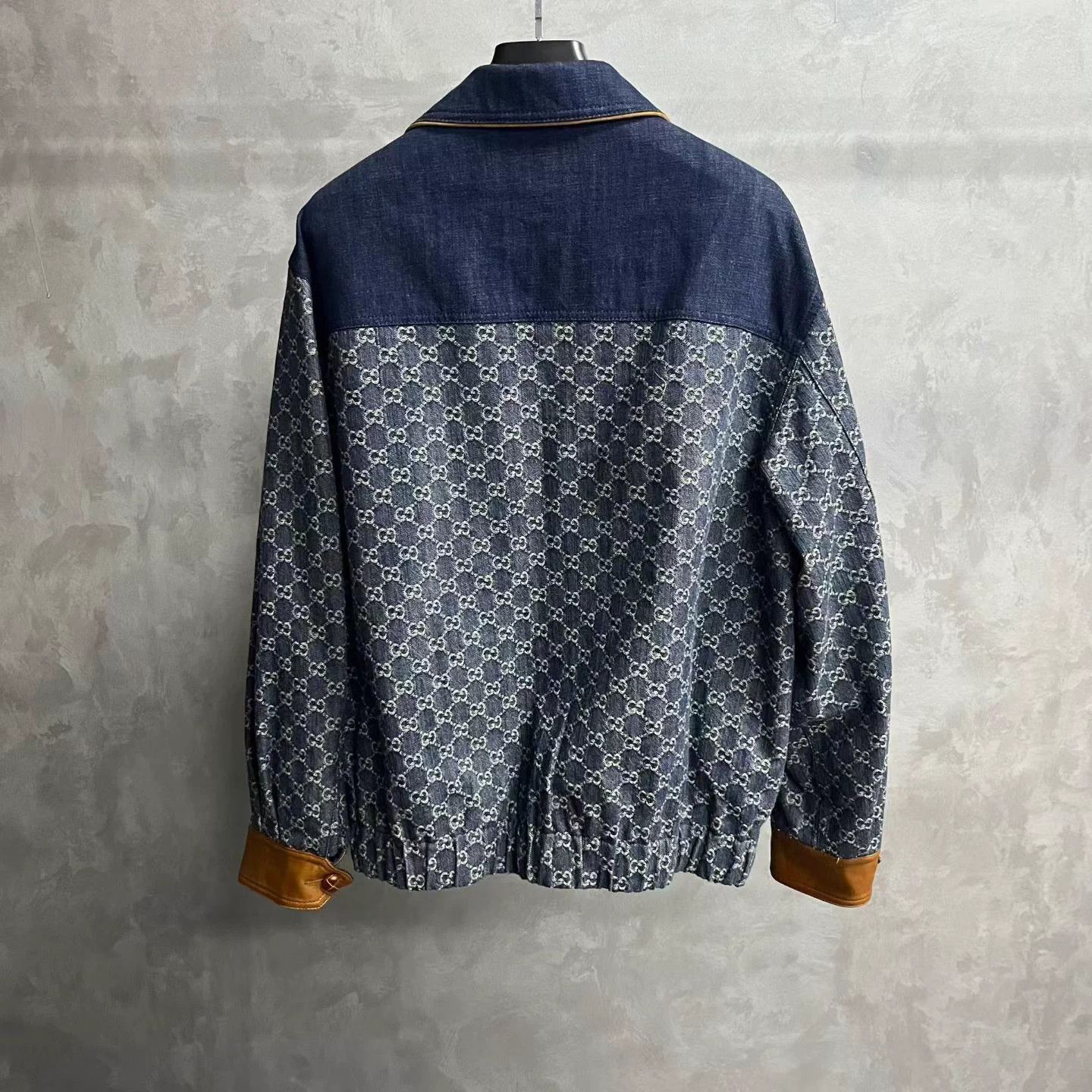 Gucci Gucci Blue Logo Print Paneled Flight Jacket Size US M / EU 48-50 / 2 - 2 Thumbnail
