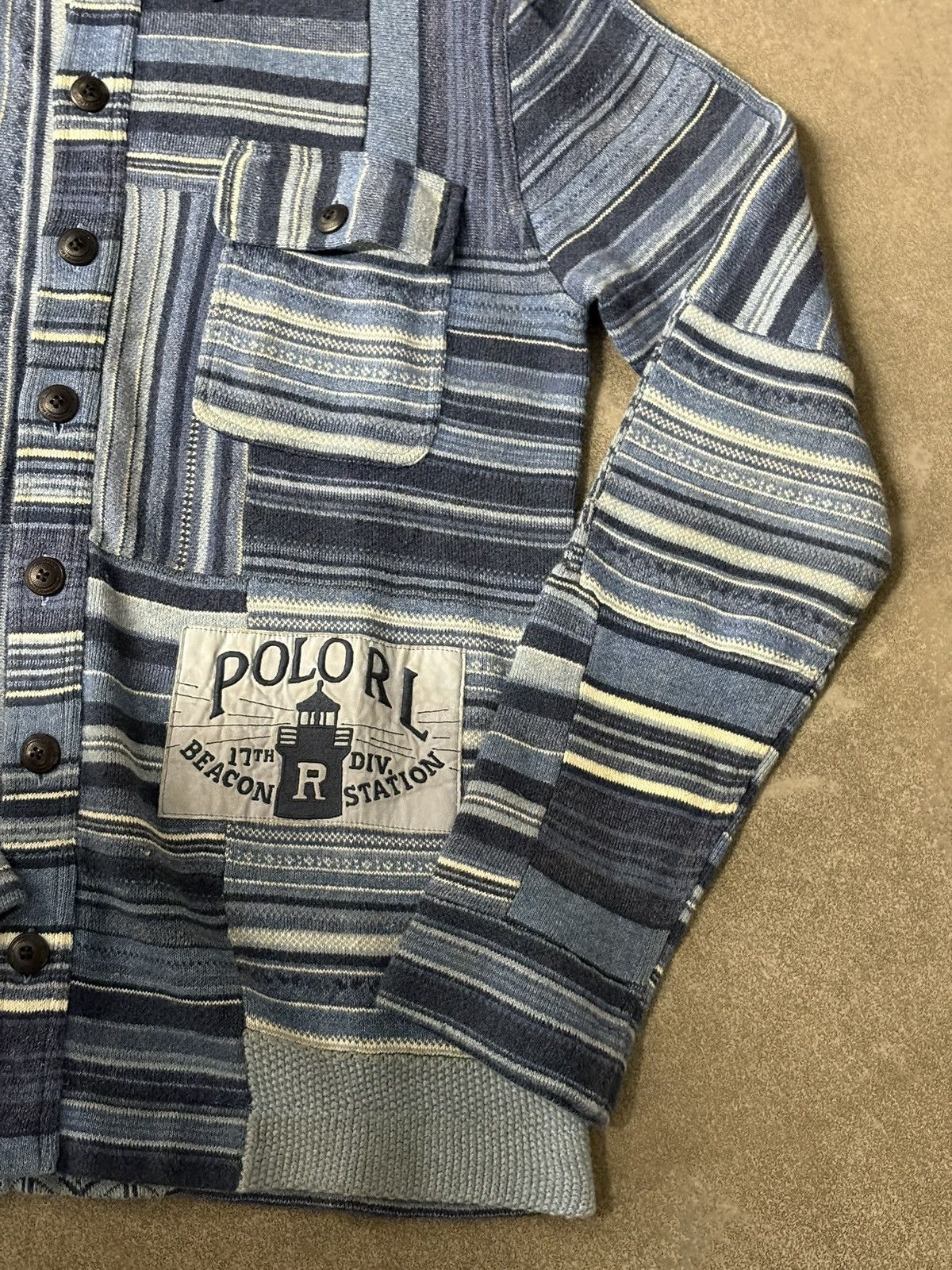Polo Ralph Lauren Blue Patchwork Workwear Cardigan Ralph Lauren S – Limited Size US S / EU 44-46 / 1 - 3 Thumbnail