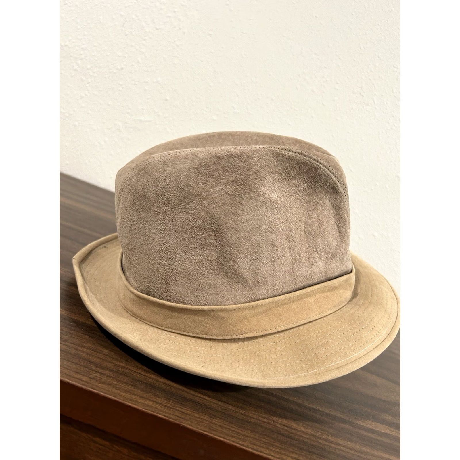 Stetson VINTAGE Stetson Fedora Hat 7 Unisex Tan Suede Leather Feather USA Union Made Size ONE SIZE - 5 Thumbnail
