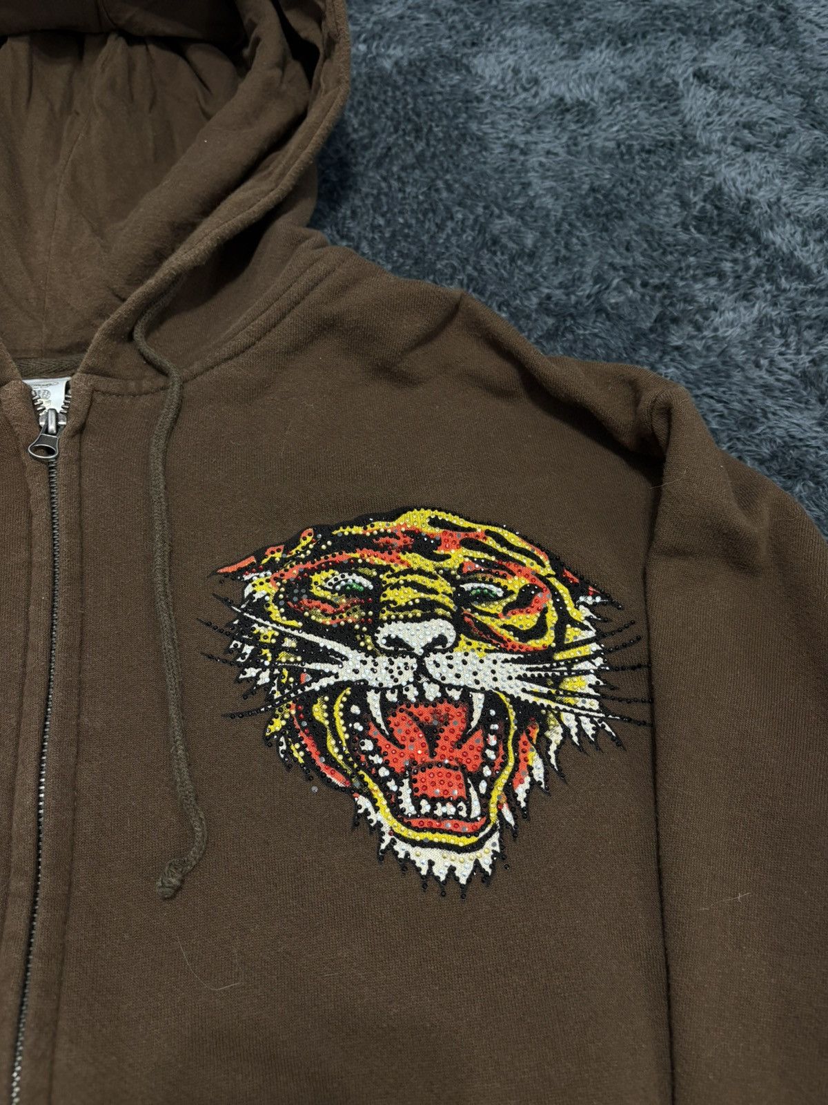 Ed Hardy Vintage Ed Hardy Y2K Big Logo Brown Hoodie Size US XL / EU 56 / 4 - 4 Thumbnail