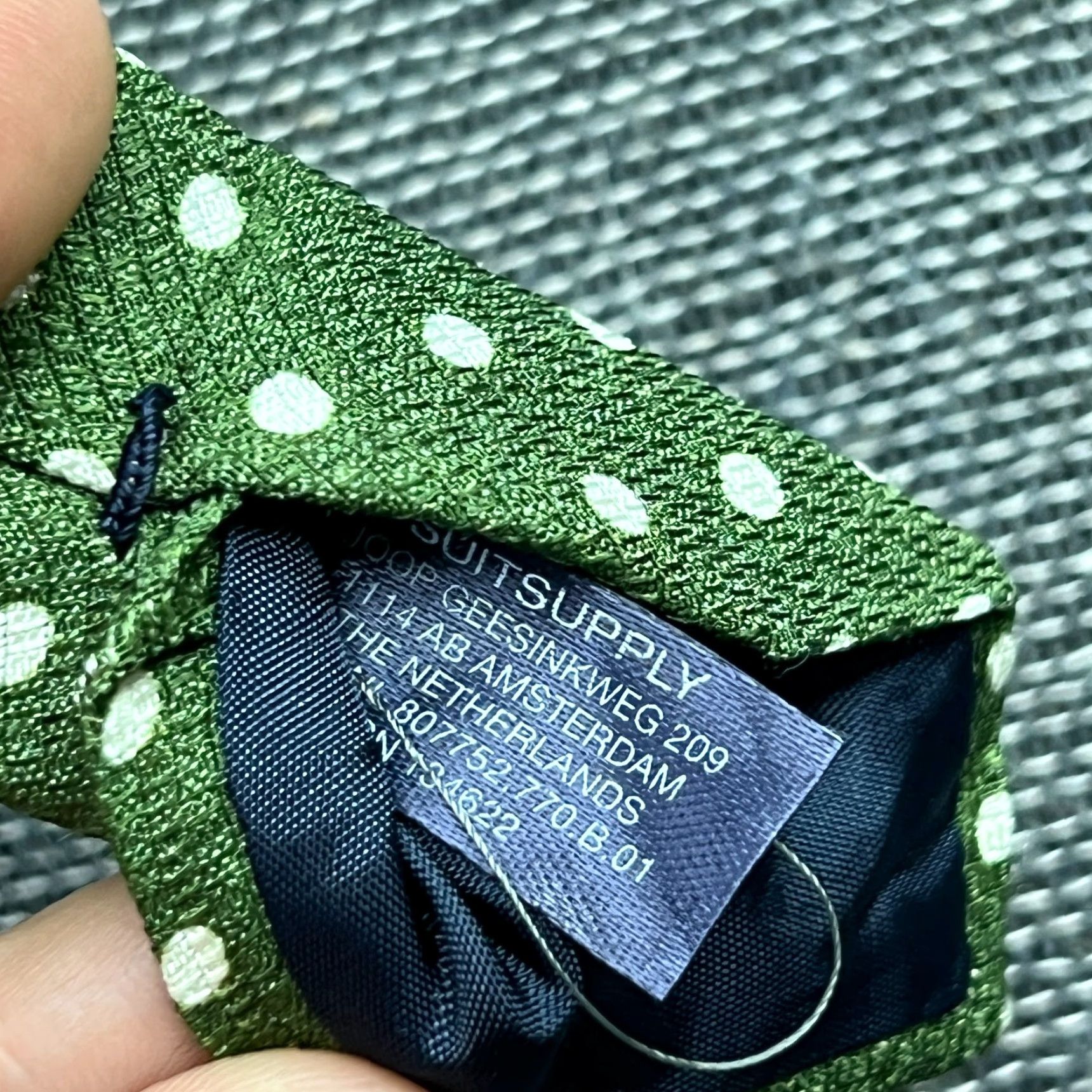 Suitsupply Suitsupply Mens 100% Silk Green Tie Polka Dot Size ONE SIZE - 5 Thumbnail