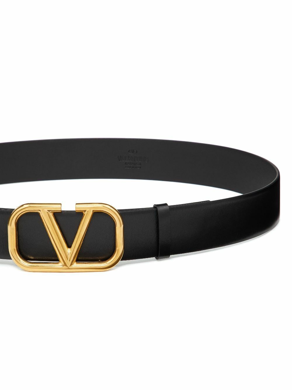 Valentino o1y0525 Size : 105/42 / Logo Leather Belt in Black Size 42 - 2 Thumbnail