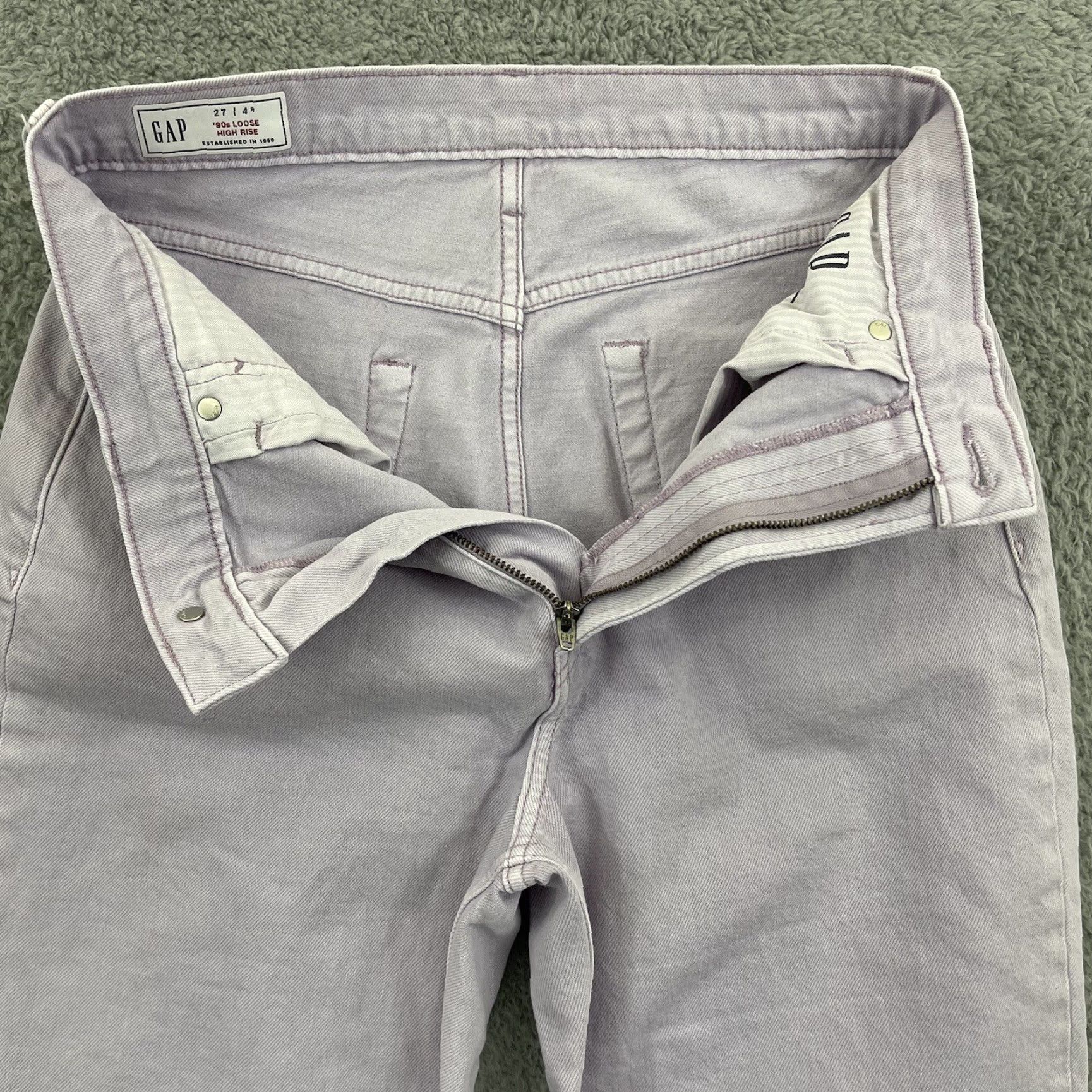 Gap VINTAGE GAP Jeans Womens 27/4R Purple 90s Loose High Rise Denim Pocket Zip Boho Grunge by GAP 1969 Womens Jeans Size 27" / US 4 / IT 40 - 5 Thumbnail