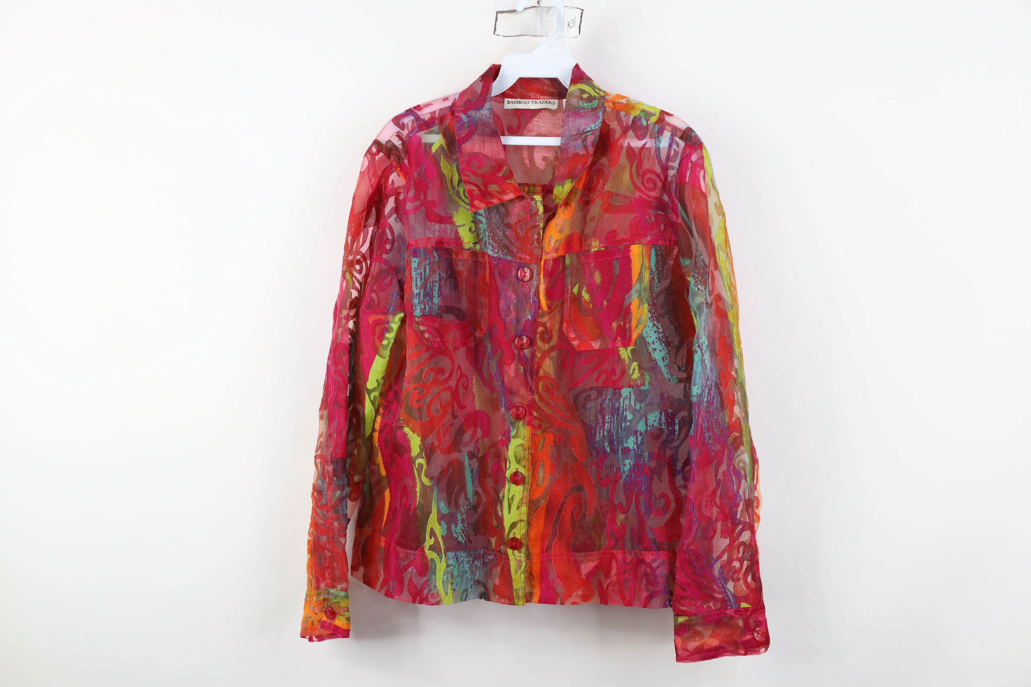 Vintage Vintage 90s Y2K Babydoll Blend Sheer Rainbow Flower Jacket Size L / US 10 / IT 46 - 1 Thumbnail