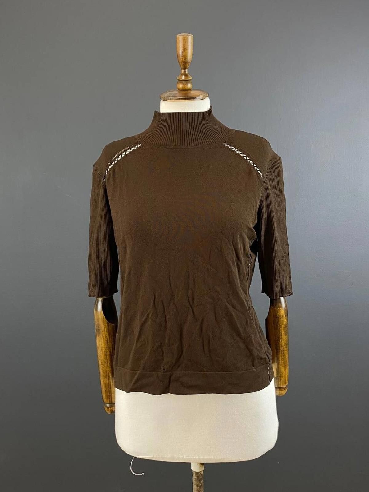 Escada Escada Brown Short Sleeve High Neck Top Blouse Size 42 Size M / US 6-8 / IT 42-44 - 1 Thumbnail