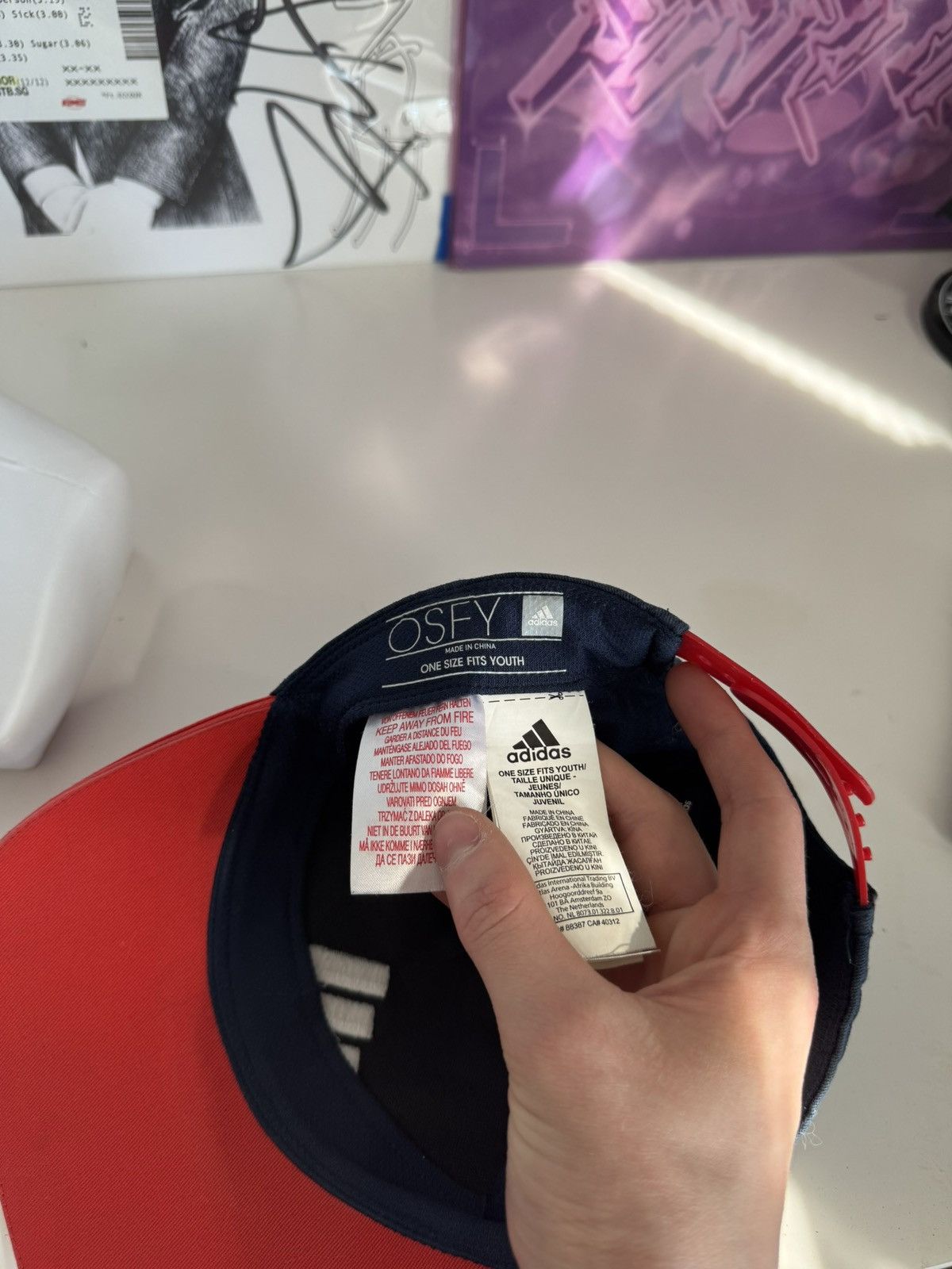 Adidas Vintage Adidas Navy Red Logo Strapback Cap Size ONE SIZE - 8 Thumbnail