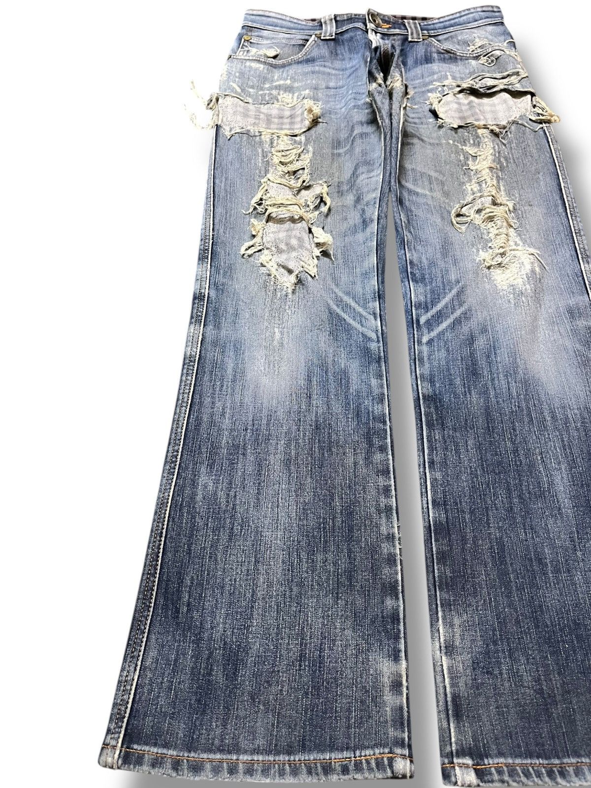 Edwin Vintage Edwin 503 Blue Trip Ripped Distressed Denim Size US 31 - 3 Thumbnail