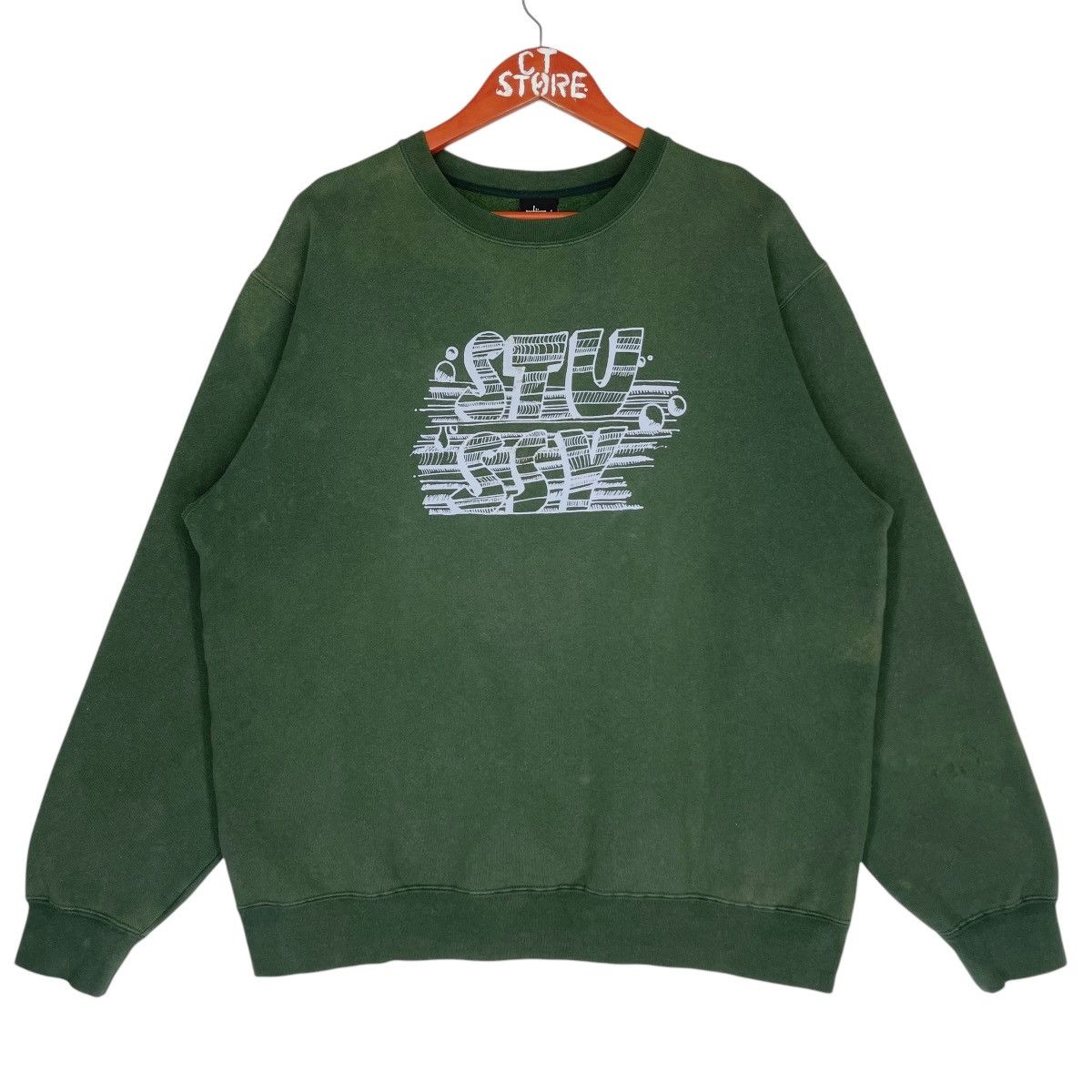 Stussy × Vintage Stussy Crewneck Sweatshirt Size M/L Green Size US M / EU 48-50 / 2 - 1 Thumbnail