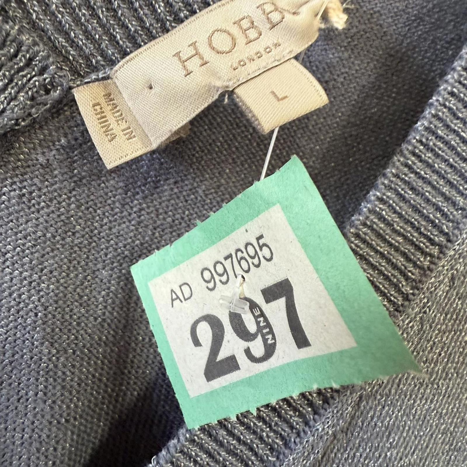 Designer Hobbs Women's Blue and Grey Jumper Size L / US 10 / IT 46 - 2 Thumbnail